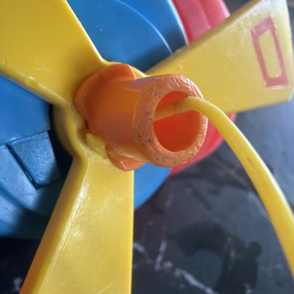 Vintage 1980 Fisher Price Pull Along Airplane Pull Toy Spinning Propeller #171